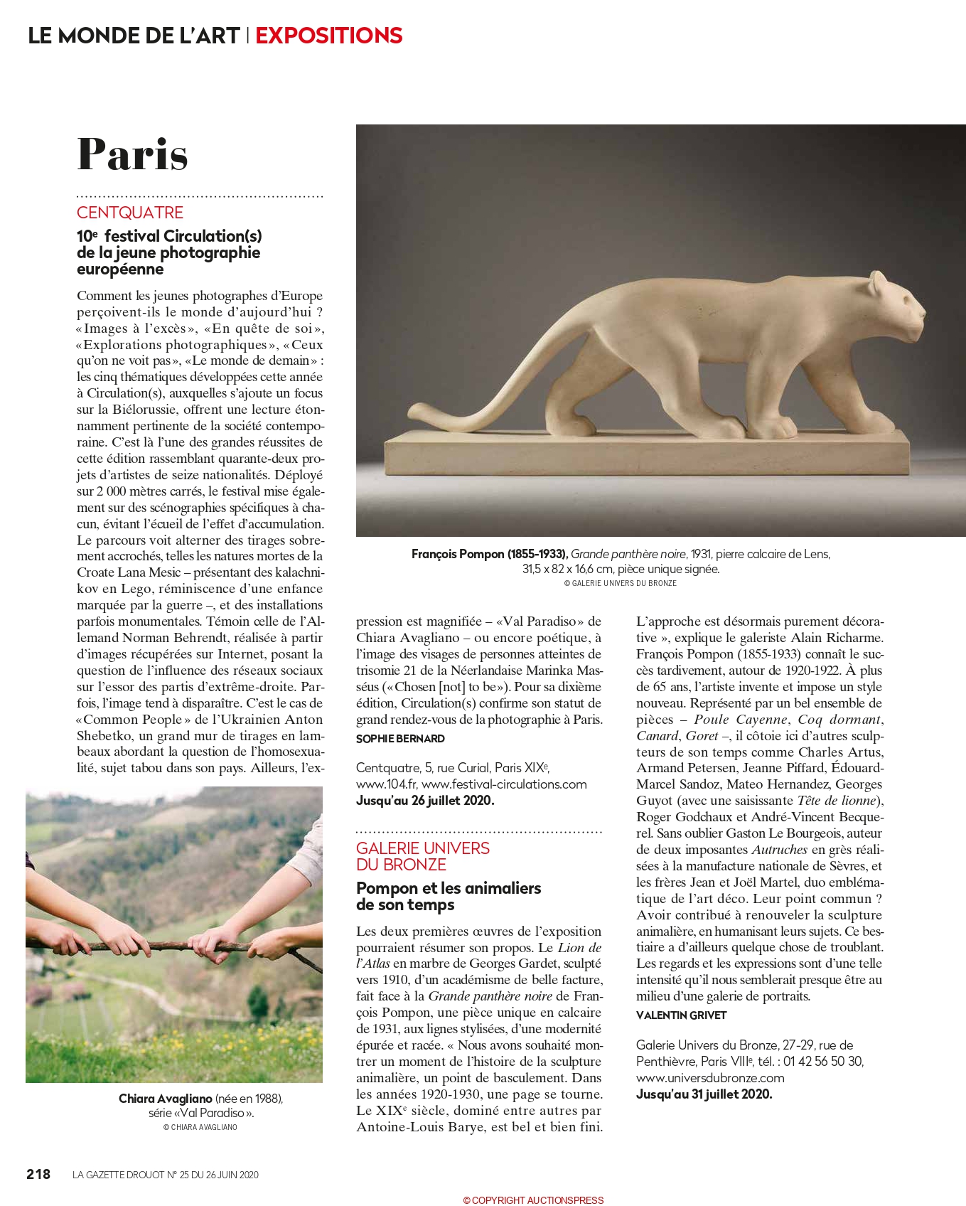 Article Gazette de l'Hotel Drouot